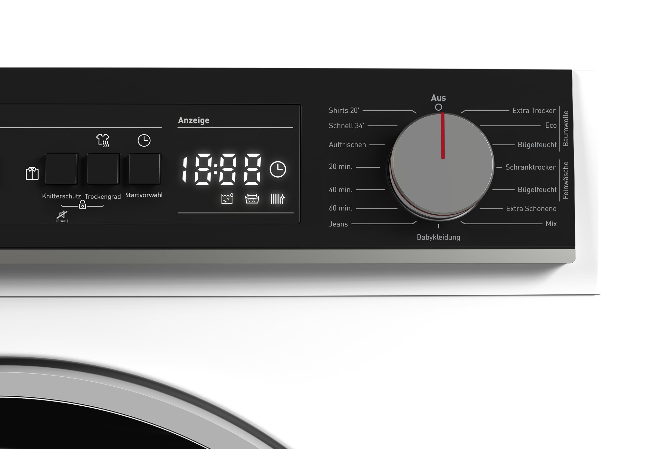SHARP KD-NHA8S6GW1D-DE Wärmepumpentrockner (8 kg, EEK D), (15 Trockenprogramme, 20 Min. Kurzprogramm, Edelstahltrommel mit LED-Beleuchtung), Weiß