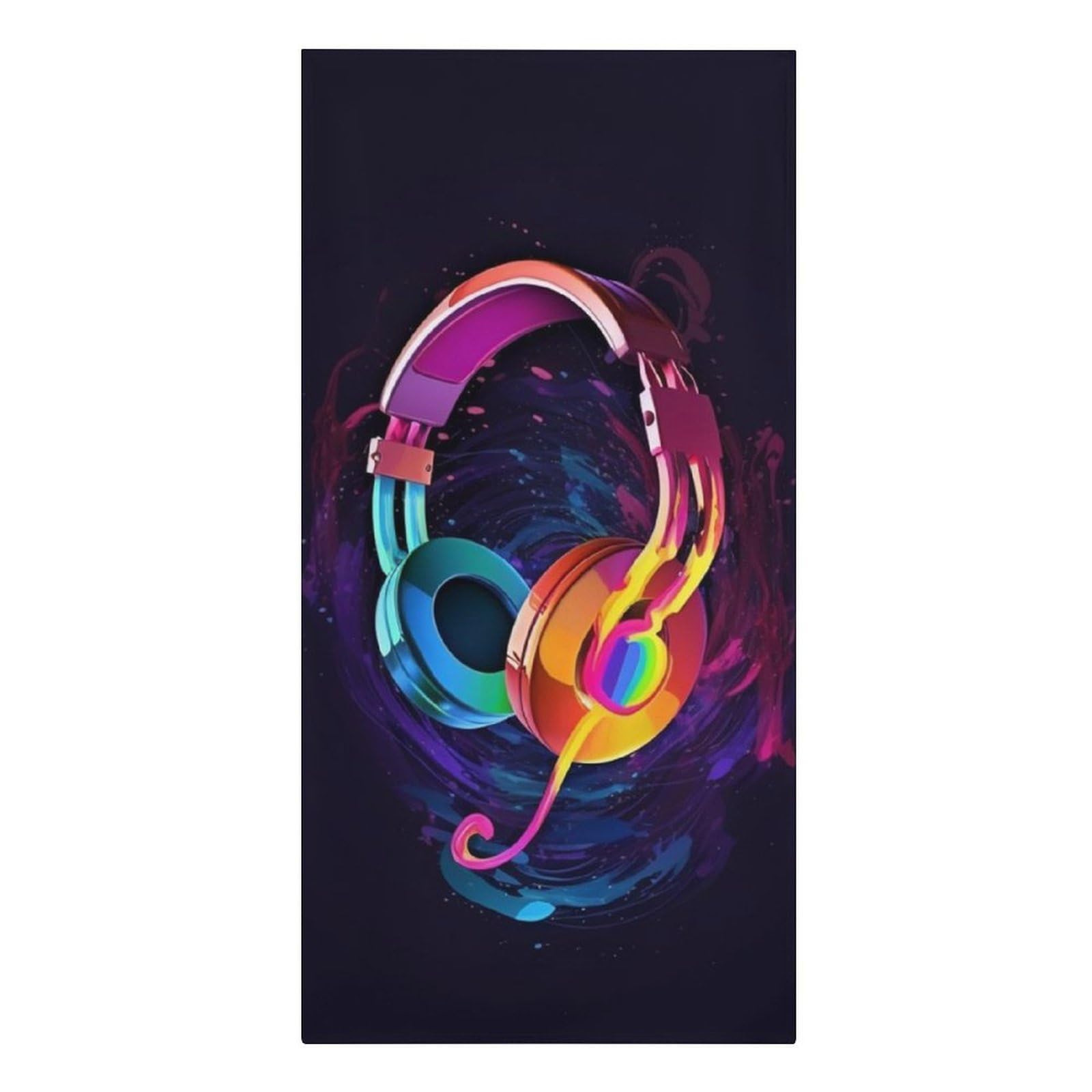 QMNLKH Color Gradient Music Beach Towel for Women, Large Microfiber Pool Towel for Men, Absorbent Swim Towels for Home, Lightweight Bath Towels for Camping, Yoga, 30.3"x61.4"