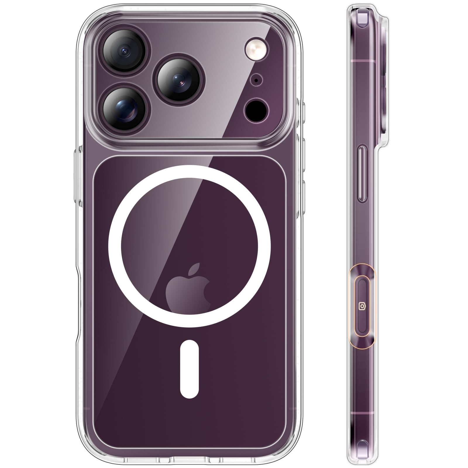 TAURI für iPhone 18 Pro Hülle 6,3 Zoll mit Klar Rückseite - Durchsichtig | Vollständiger Kameraschutz, Kompatibel mit MagSafe, Kameratasten- Schutz, Stoßfest Militärstandard Magnetisch Handyhülle