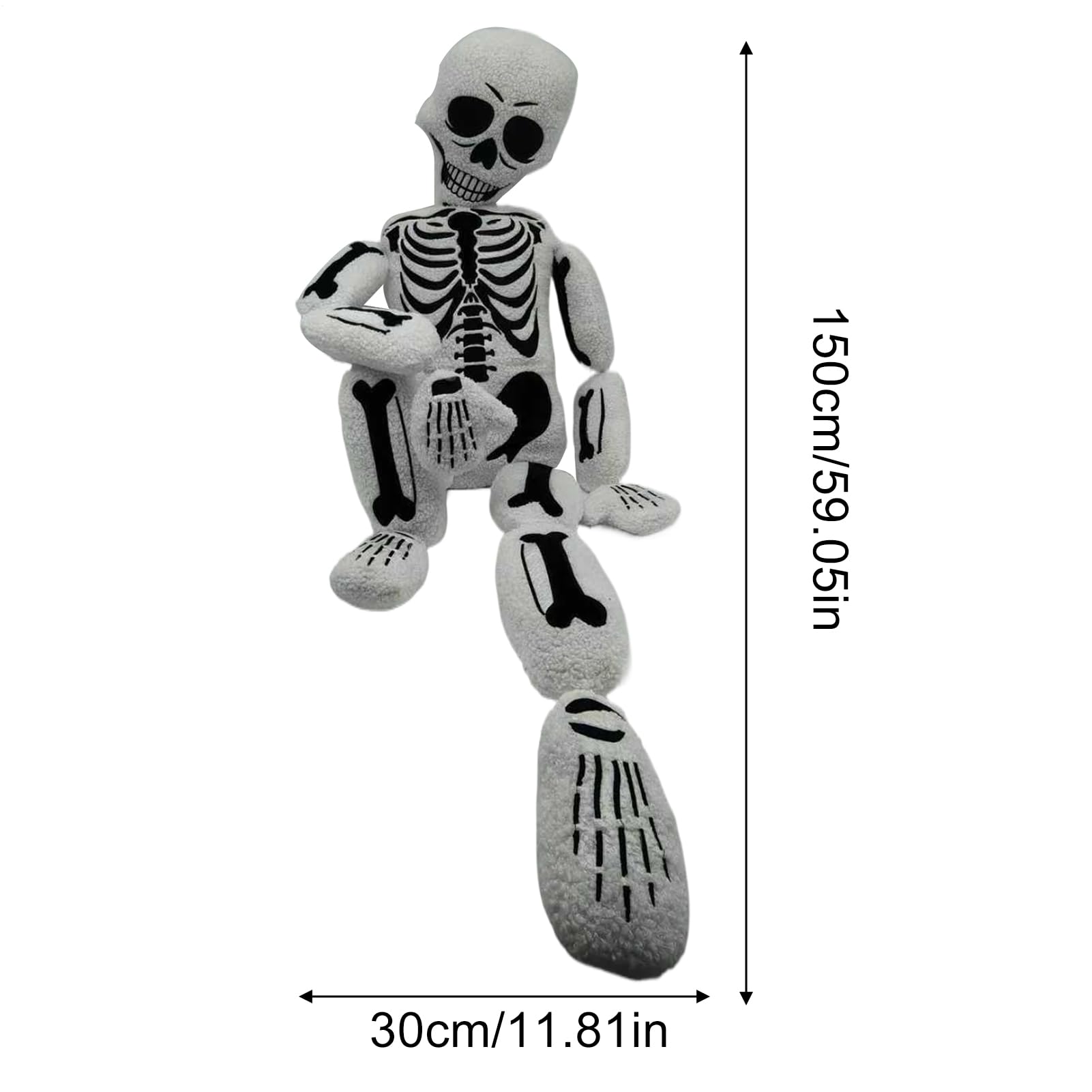 Generico Cuscino Scheletro Halloween Teschio in peluche morbido realistico | Cuscino Scheletro Intero Halloween Per Divano Casa Camera Da Soggiorno Dormitorio Appartamento