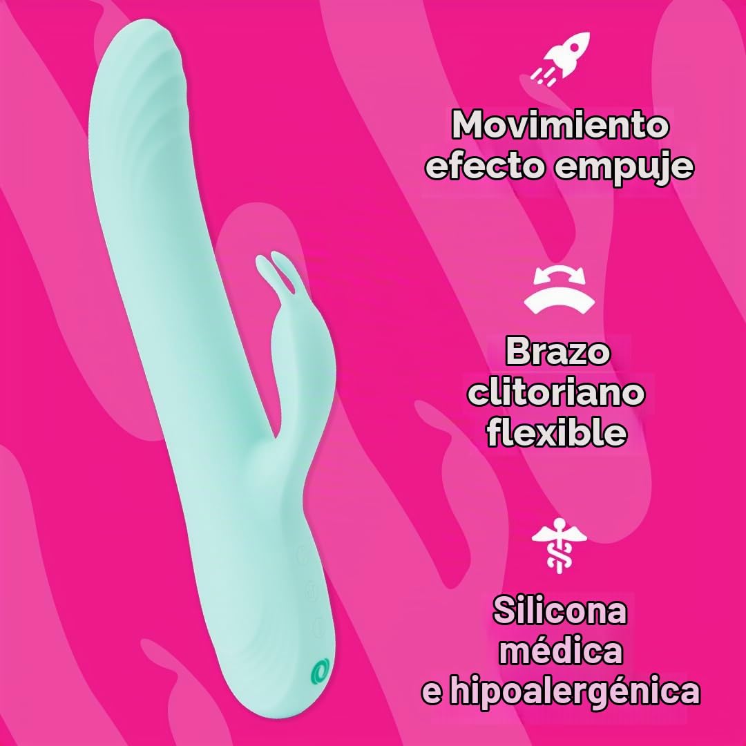 Control Be Playful Rabbit Juguetes Sexuales Vibrador de Conejito con Balanceo, Consolador y Estimulador del Clítoris, 5 Modalidades, USB Recargable