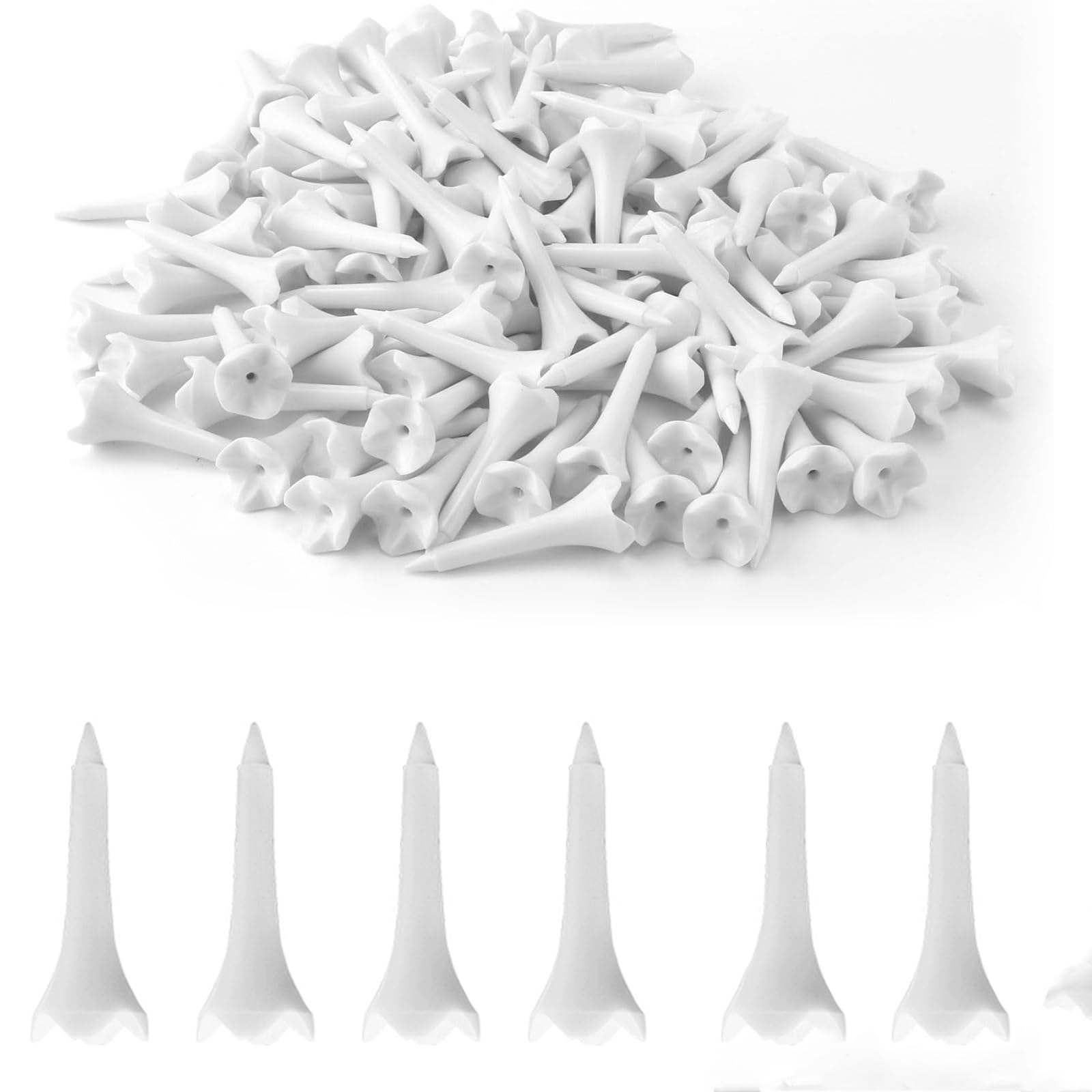 LIUHUIZEYU 1 1/2'' Plastic Golf Tees, 4-Prong Golf Tees Short Golf for Irons, Par Threes, Hybrids, and Driving Range, High Visibility Practice Flight Path Golf Tees (50Pcs)