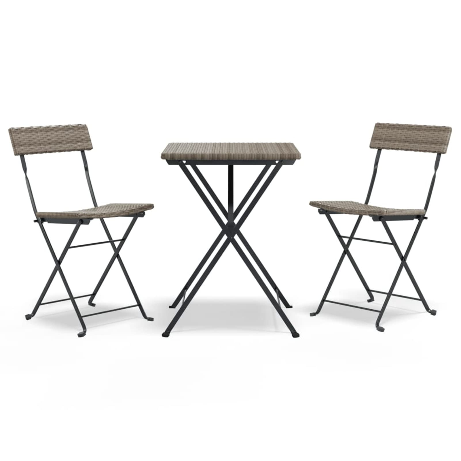 Homgoday Muebles de cafetería Plegables 3 Piezas ratán sintético Gris