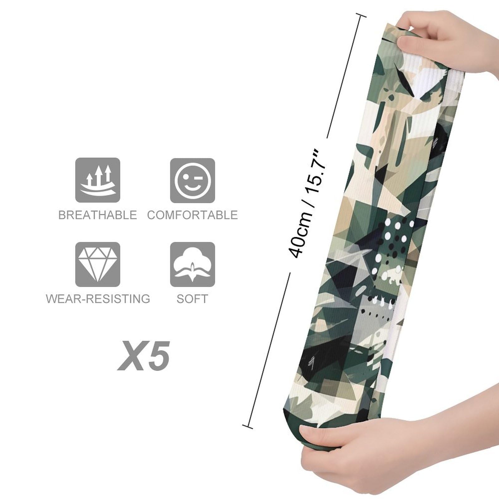 QMNRTK Green Camouflage Pattern Stocking?casual Athletic Aesthetic Socks Neutral Cotton Socks Compression Socks Control Crew Socks for Women Men