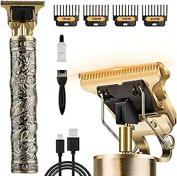 Máquina de Cortar Cabelo e Barba Profissional Com Mostrador de Bateria Velocidade de Corte e Nível de Oléo Acabamento Pézinho Recarregável 4 Pentes Óleo Escovinha Kit Conjunto Aparador Acabamento #TDD
