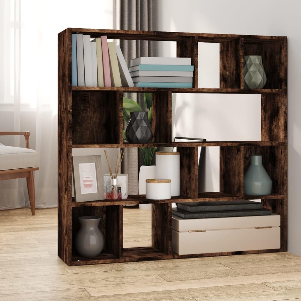 Libreria/Divisorio,Pannello Divisore per la Stanza Divisoria Interno Decorazioni Per patio, ufficio, casa, ospedale Rovere Fumo 105x24x102 cm