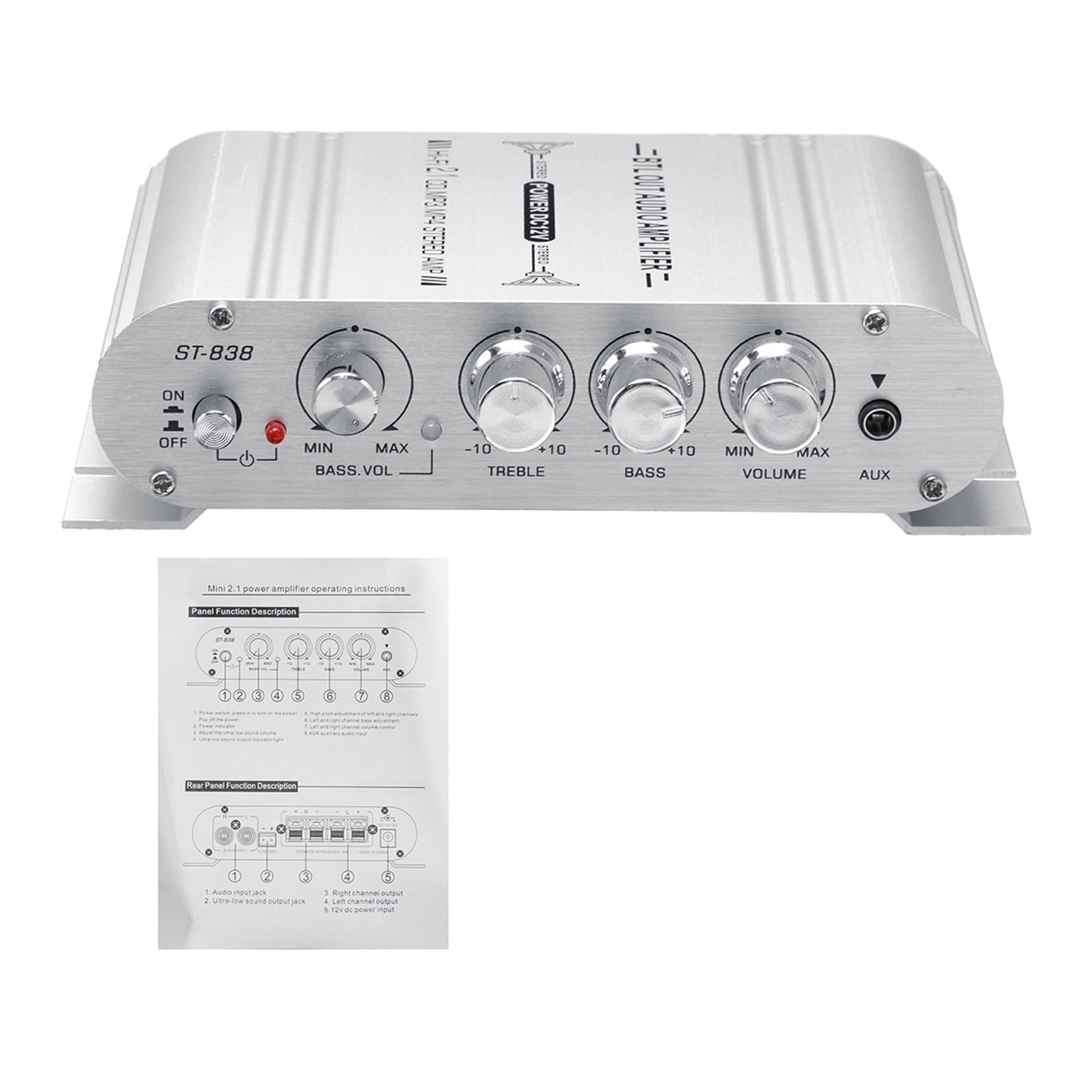 2. 1ch 40w. Amplificatore di Potenza Digitale 2x20W Amplificatore ad Alta Potenza Hi-Fi Stereo Bass Amplificatore Audio Audio Connection di 2 Altoparlanti e Un subwoofer(Amplifier And Power)