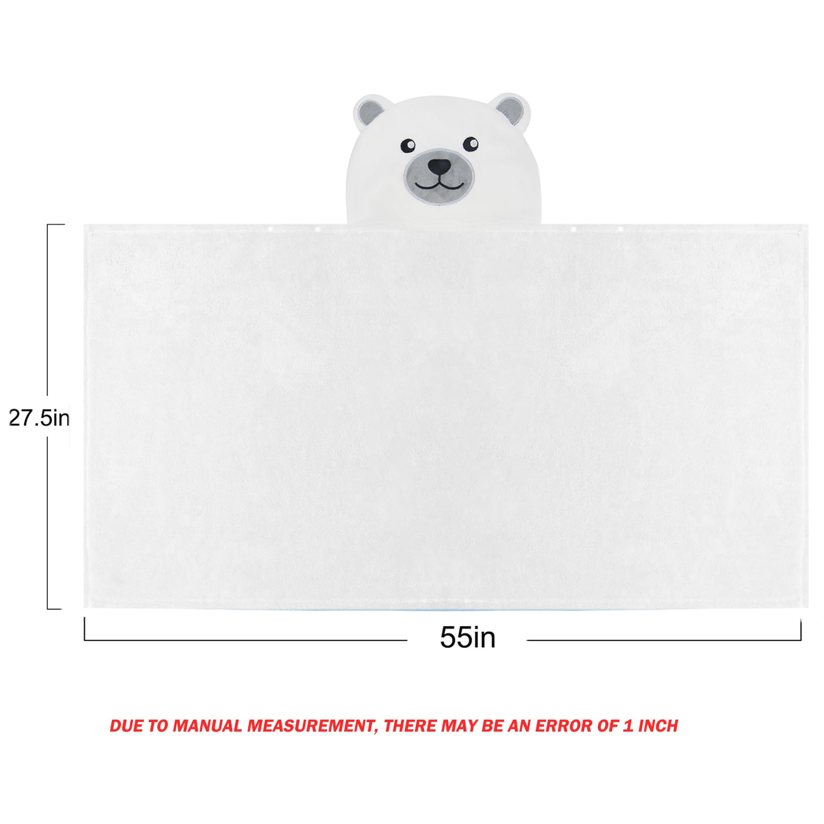 ROMASA - Toalla de baño para bebé con capucha, ultra suave y absorbente, manta de baño para recién nacidos (oso blanco)