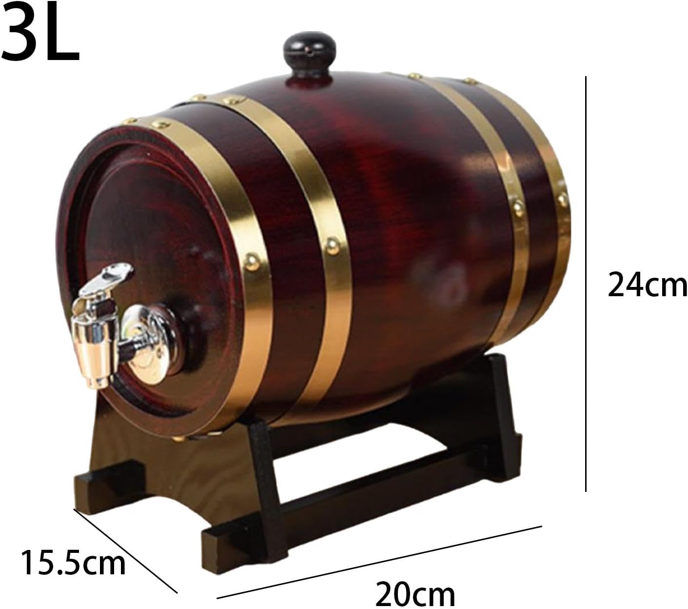 BNF® Wooden Aging Barrel with Spigot Gift Wine Wooden Barrel for Wine Table 3L Retro-Home & Garden > Kitchen, Dining & Bar > Bar Tools & Accessories > Liquor & Beer Dispensers