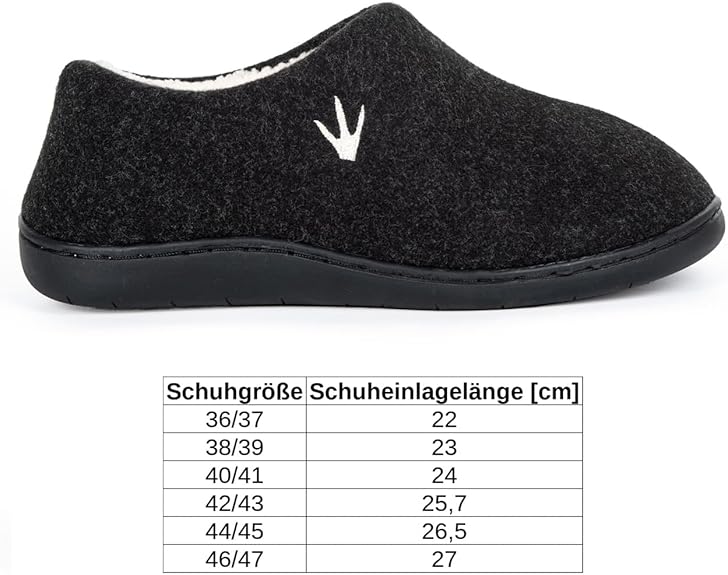 HEYO Warme pantoffels voor dames en heren, gevoerd voor herfst en winter, traagschuim, antislip rubberen zool, zwart, 46/47 EU