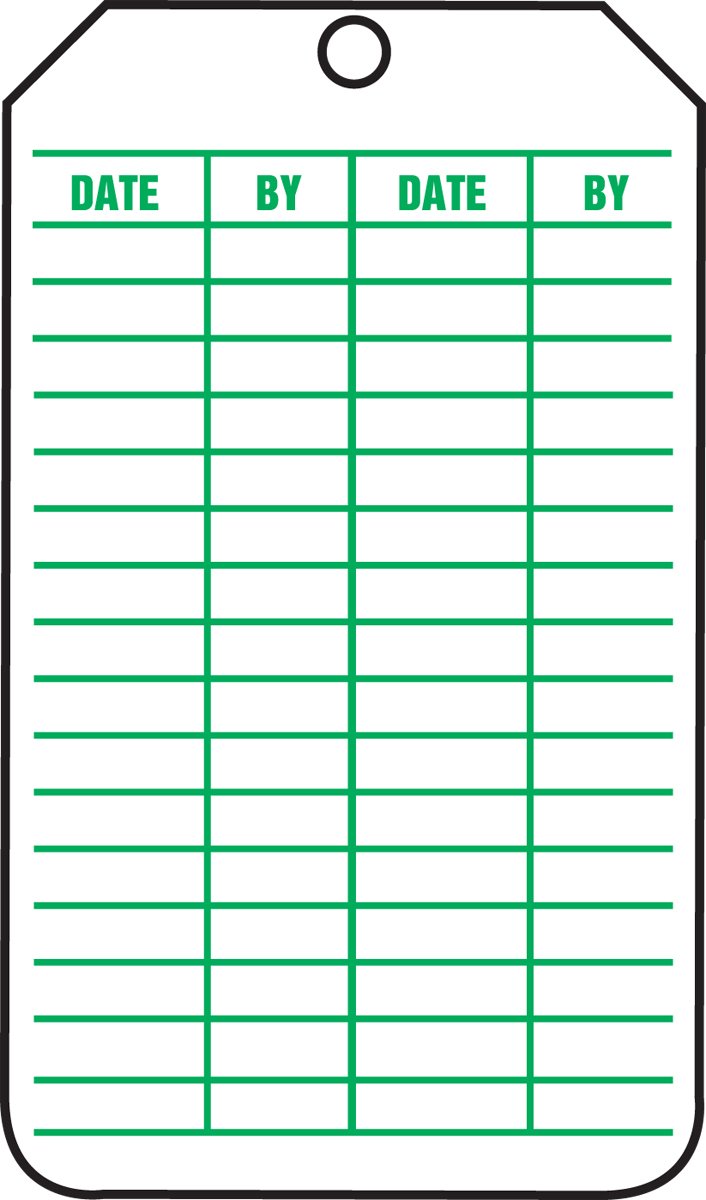Accuform TRS325PTP Accuform RP-Plastic Jumbo Tag, Legend "Scaffold Inspection", 8-1/2" Length x 3-7/8" Width x 0.015" Thickness, Green On White (Pack of 25)