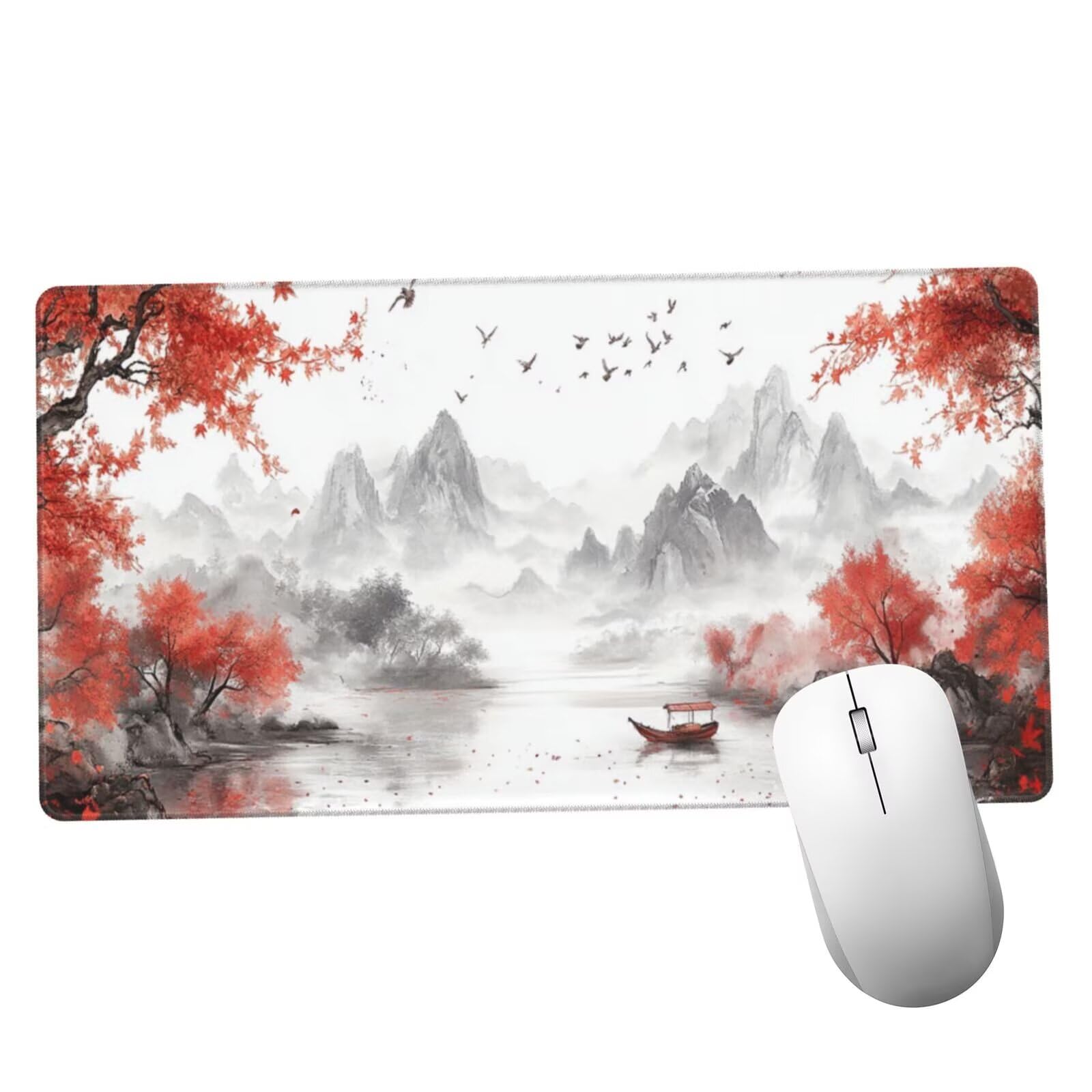 Biała podkładka pod mysz XXL krajobraz mata na biurko 1600 x 800 x 3 mm zmywalna podkładka do gier na laptopa, z antypoślizgową gumową podstawą do gier, PC, pracowników biurowych Y957