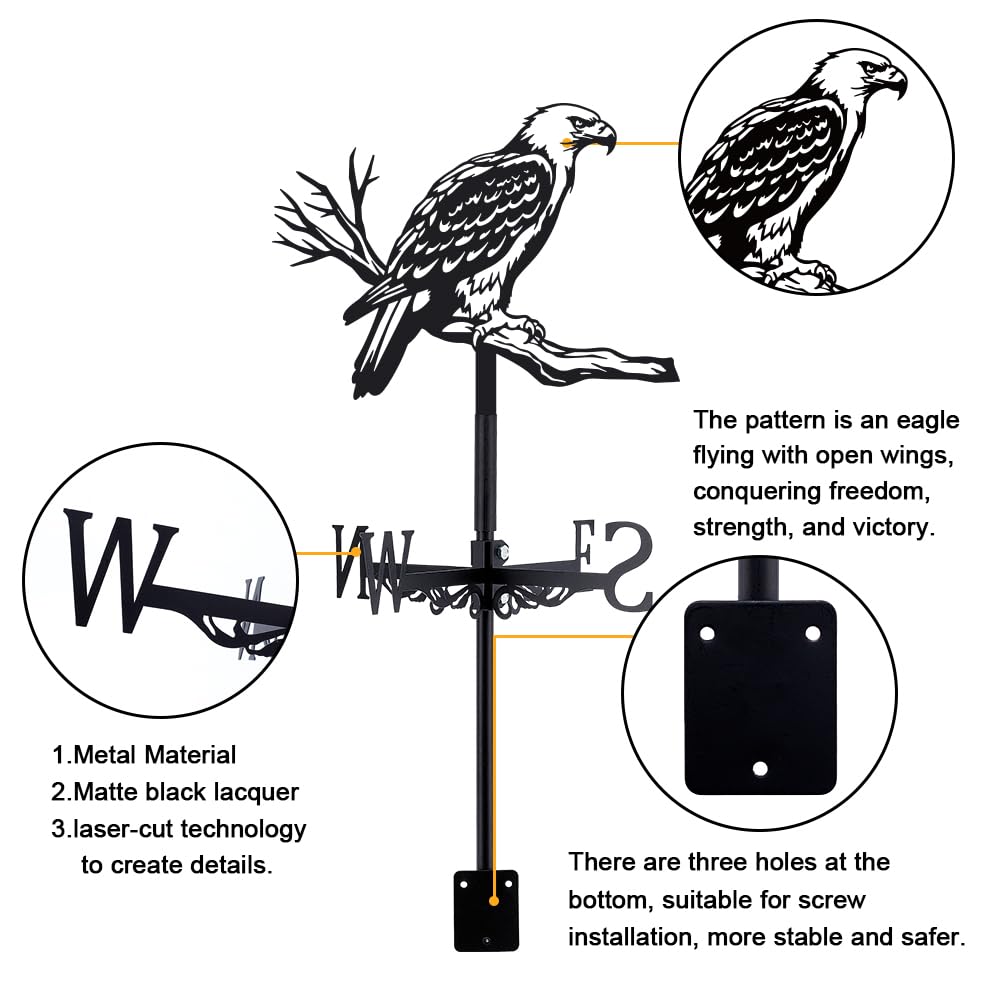 SUPERDANT Grifo con águila en las ramas Indicador de dirección del viento señales decorativas de dirección del viento veleta para granja jardín exterior césped decoración techo