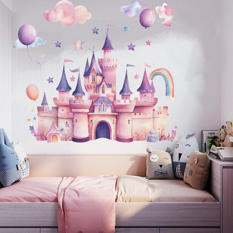 Vinilo Decorativo Castillo Princesa Rosa para Habitaciones Infantiles miniatura 5