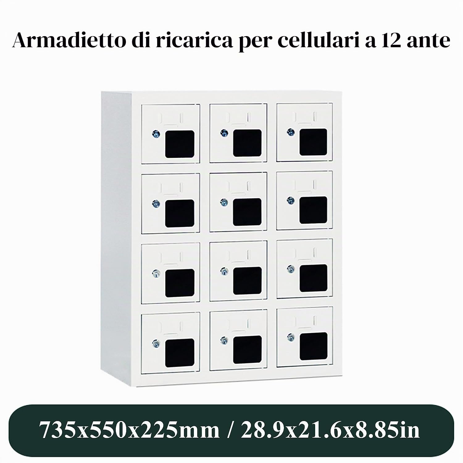 Armadietto per Telefono Cellulare in Acciaio - Stazione di Ricarica Portatile per Telefono Cellulare per Scuola, dormitorio, Ufficio, Sala conferenze - Mobiletto per Ricarica telef