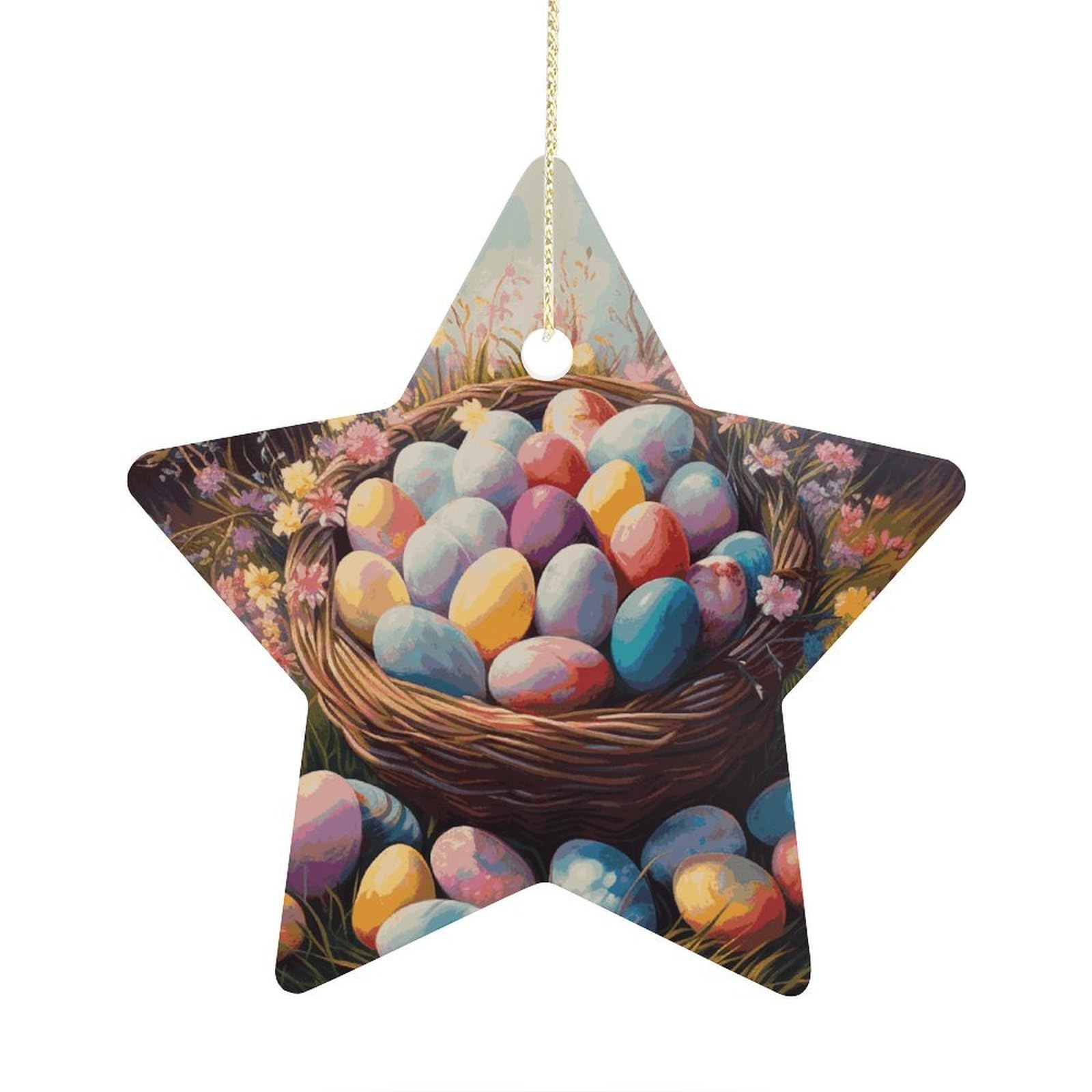 Fodpand Women's Style Easter Eggs1 Ornament With String, Keepsake Hanging Decorations,Ceramic Ornaments For Men Indoor Home Holiday Party Gifts