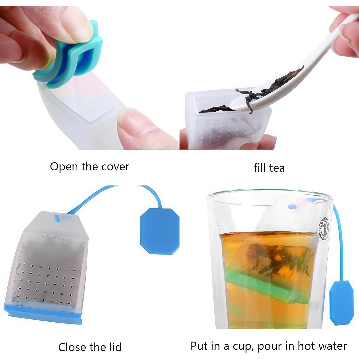 Bustine Di Tè In Silicone Riutilizzabili | 6 Pezzi Colorati | Ideali Per Tè Sfuso | Lavabili In Lavastoviglie - Foto 8