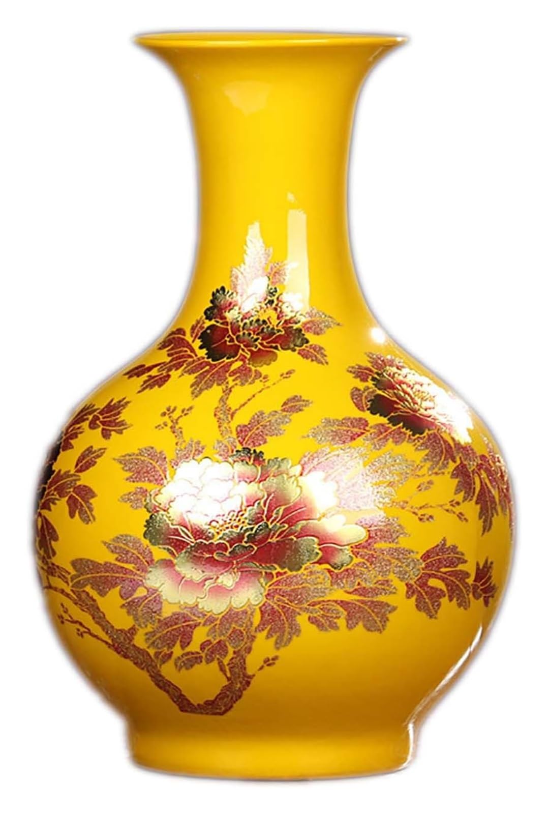 SnamicE Vase Tabletop Ceramic Vase Flower Vase Set of 3 Vases for Decor Glass Vase Ceramic Yellow Blue and White Porcelain China Style Flower Vessel Personalised Large Floor,Single Vase