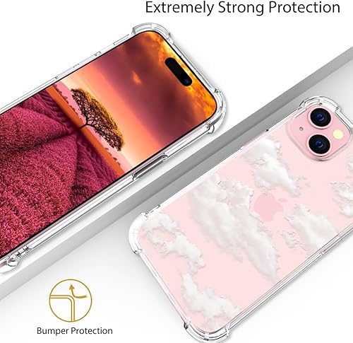 Miniatura 8 de Funda compatible con iPhone 15 Plus, linda nube transparente para mujeres, diseño femenino, bonita funda de silicona transparente para teléfono,
