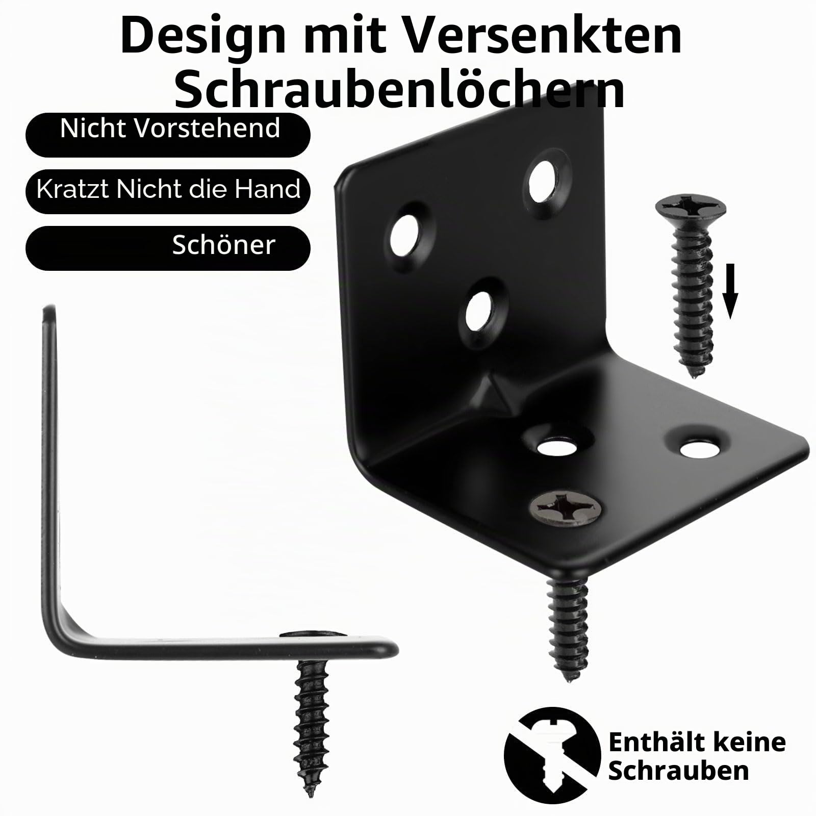 ASelected 40 Stücke Winkelverbinder Edelstahl 30x30 mm, Schwarz Eckwinkel Edelstahl 38 x 30 x 30 mm, Winkel Metall 90 Grad zum Befestigen und Reparieren von Möbeln, Verstärkungsfuge, schwarze
