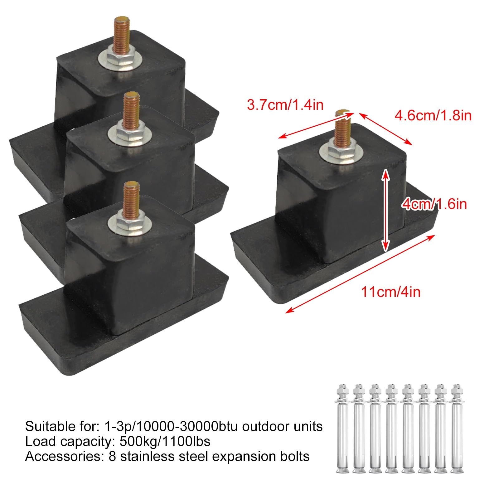 Staffa Condizionatore Esterno, Supporto Condizionatore Esterno, Assorbimento Degli Urti, Riduzione Del Rumore, Portata Massima 500 Kg(11x4x4.6cm/4x1.6x1.8in)