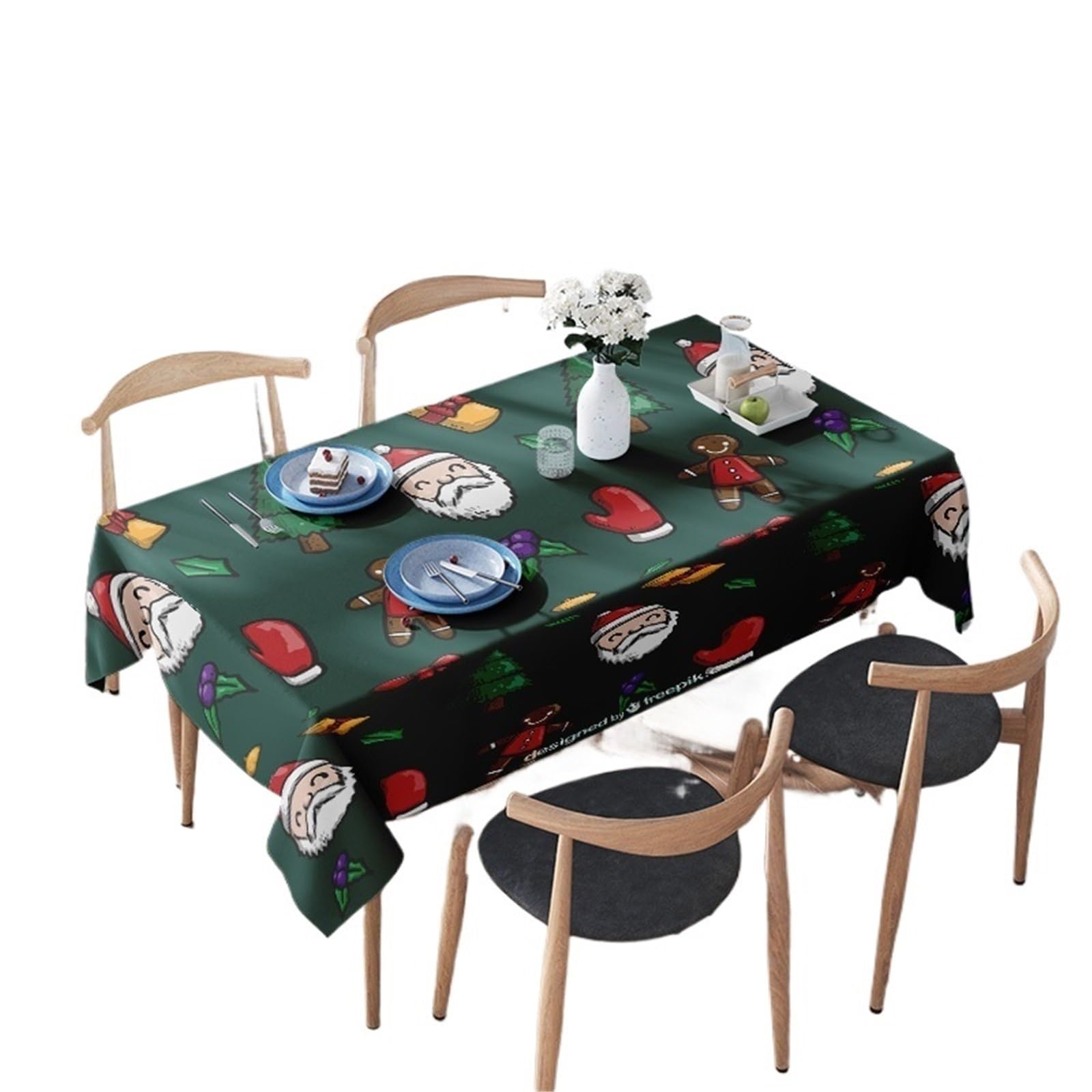 Tablecloth Snowman Print Holiday Decor Home Decoration Year Party Xmas Table Cover Festive Linens para Comedor(160X220CM)
