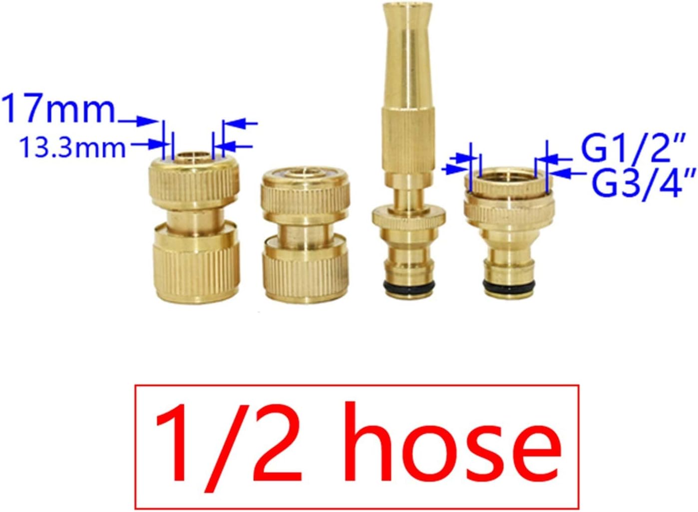 Gardening Watering System Tools Brass 1/2 Inch 5/8 Inch 3/4 Inch Garden Irrigation Water Gun Kit Adjustable Sprinkler Garden Hose Sprinkler Car Washing Lawn Watering 1 Set (Color : 1I2 Hose)