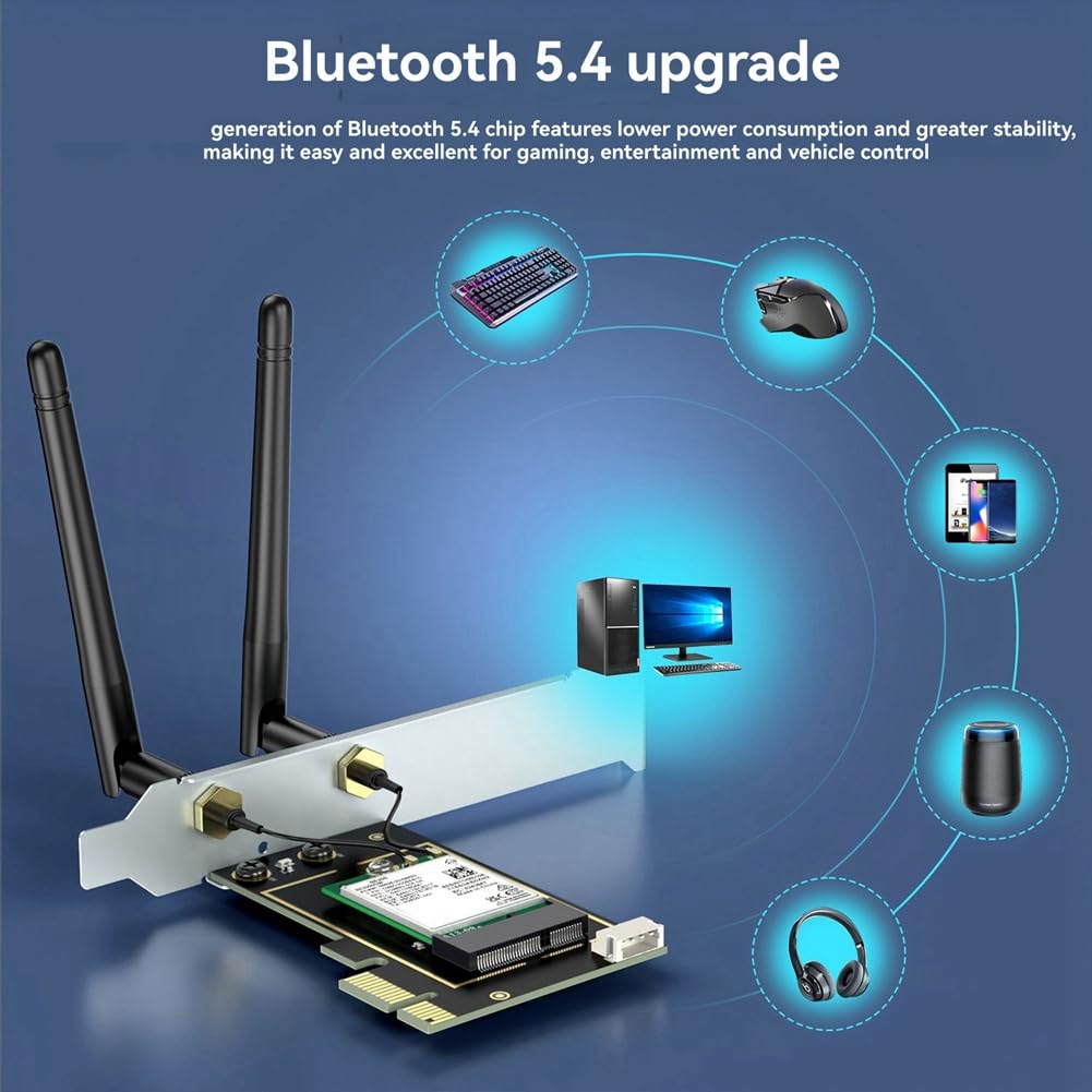 Adattatore Scheda WiFi Wireless BE200 WiFi 7 PCI-e 8774M Tri-Band 2,4 GHz 5 GHz 6 GHz Scheda di Rete Bluetooth 5.4 per Win11