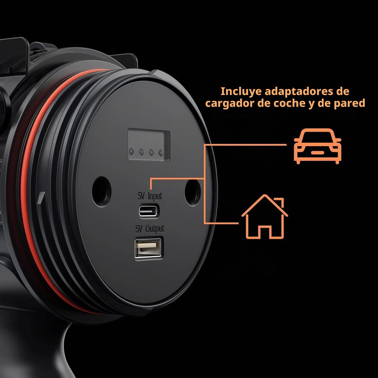 BUYSIGHT Linterna recargable TURE de 1600 lúmenes altos, foco de mano, impermeable, reflector de caza con filtro rojo (grafito negro-COB)