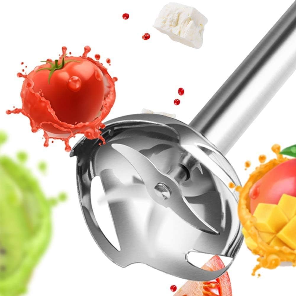 Hand Blender 150 Watt 5-in-1 Immersion Multi-Purpose Stick Blender with Egg Whisk with 500ml Food Grinder BPA-Free 600ml Container Milk Frother Egg Whisk Smoothies Sauces and Soups