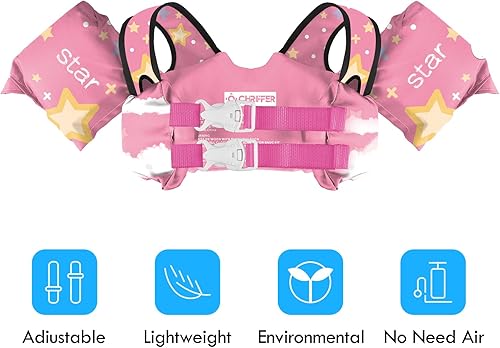 Miniatura 154 de Chriffer Chaleco salvavidas para niños de 22 a 66 libras, flotadores con arnés de hombro y alas de brazo para bebés de 2, 3, 4, 5, 6, 7 años