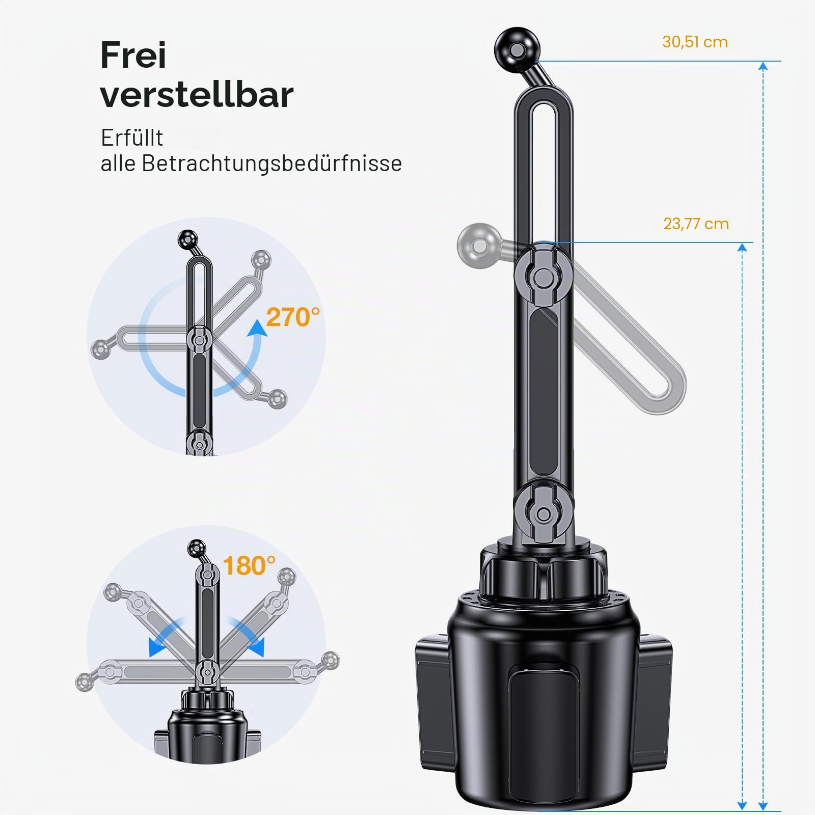 Coolpow Handyhalterungen für Ihr Auto, LKW Becherhalter Tablet Halterung, Getränke Tablethalterung Handy Halter, KFZ Becherhalter Halterung fur iPad Pro 12.9, Galaxy Tabs, 4,7-12,9 Tables