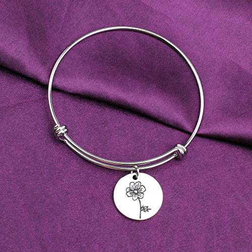 Image of Detailed Personalized Birth Flower Bracelet Birth Month Mom Bracelet Birthday Gift for Her (Oct.-Cosmos bracelet)