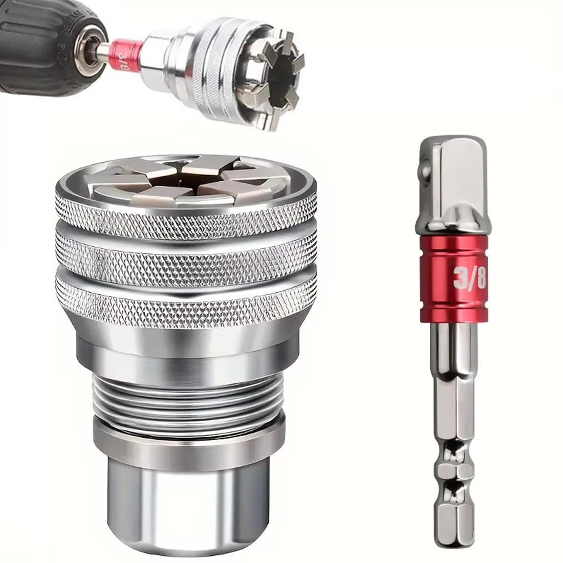 FiTspi Universal Adjustable Socket Wrench for Standard Metric 10-19mm, Multi-Function Maintenance Tool, 3/8 Inch Hex Wrench Adapter Kit for Drilling and Fastening Cool Gadgets