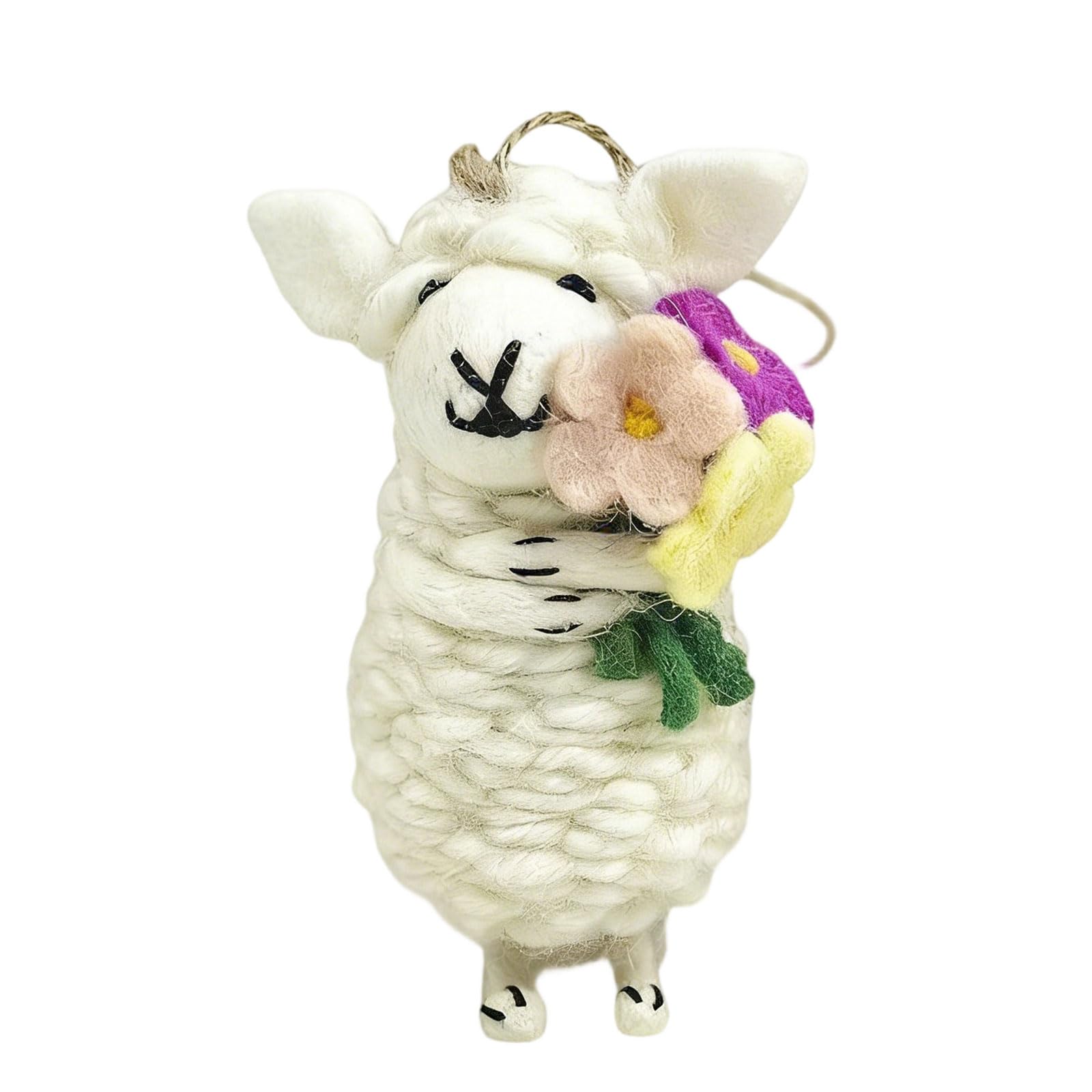 ZEPFJHE Crochet Flower Keychains Purse Bag Accessories Charm Car Keyrings Valentines Gift Sheep Keychain Women Crochet Flower Sheep Keychain