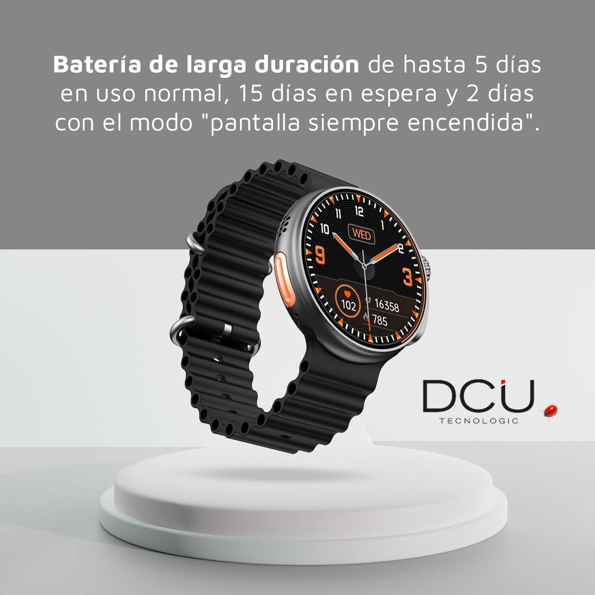 DCU TECNOLOGIC - Smartwatch Boston - Pantalla Amoled 1,43’’ - Llamadas a través de Bluetooth y Notificaciones - Modos Deportivos - Monitoreo de Salud - 2 Correas en Silicona