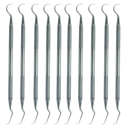 ADDLER DENTAL EXPLORER DOUBLE ENDED PACK OF 10 SERRETED HANDLE 5MM. LIFE TIME ANTI RUSTING WARRANTY.