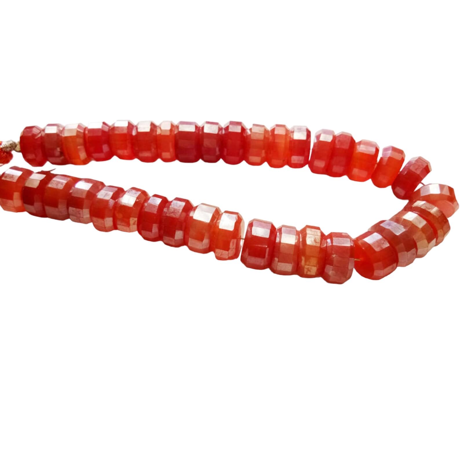 Perles de cornaline enduites 11mm rondelles à facettes pour loisirs créatifs