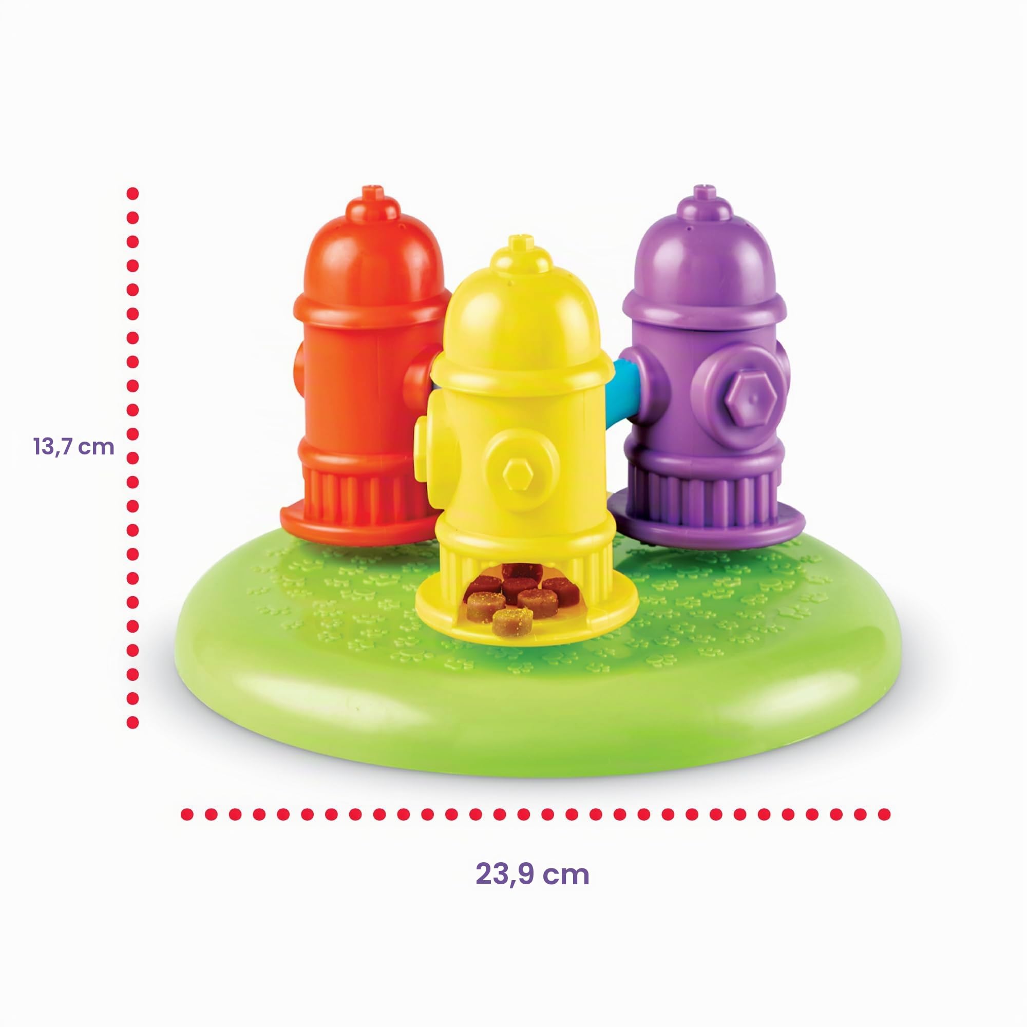 BrightKins Puzzle Distributeur de friandises en Forme de bouches d’Incendie tournantes pour Animaux de Compagnie, Jouets interactifs pour Chiens, Jeu interactif d’Alimentation Lente, 3 Niveaux