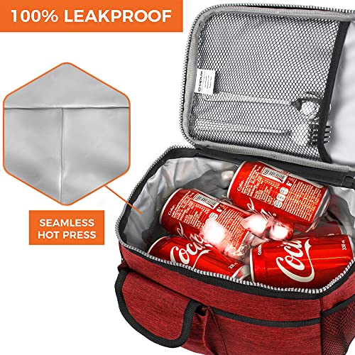 Opux Insulated Lunch Box For Men Women, Leakproof Thermal Lunch Bag Cooler Work Office School, Soft Reusable Lunch Tote With Shoulder Strap, Adult Kid Lunch Pail Kit, 14 Cans, Red #TOP5