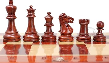 House of Chess - Grand Master Staunton Tournament Chess Set Pieces - King Size 3-3/4" Broad Base + 2 Extra Queens - Blood Rosewood/Ebonized