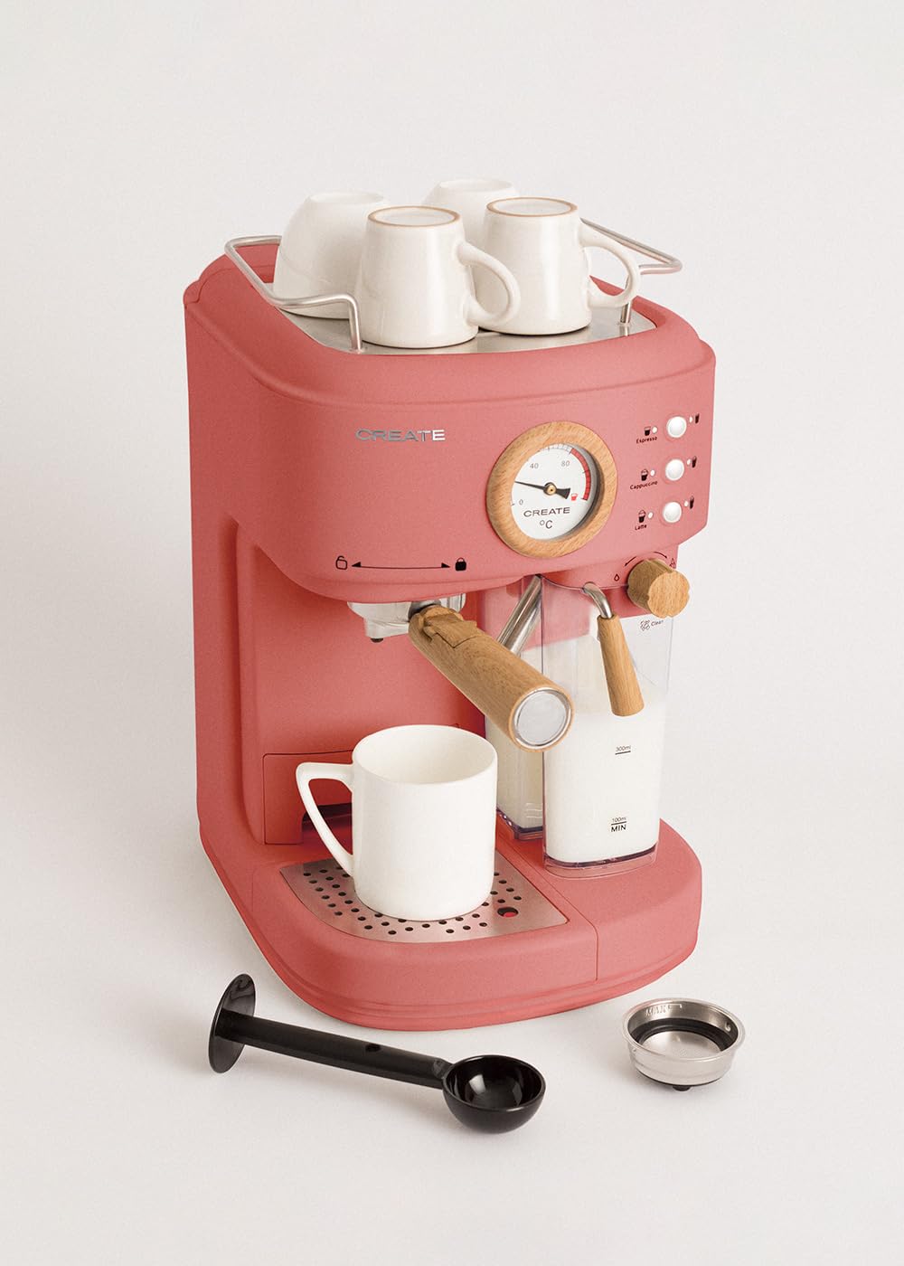 THERA RETRO PRO Halbautomatische Espressokaffeemaschine Terrakotta 20 bar 1250W 1.5L