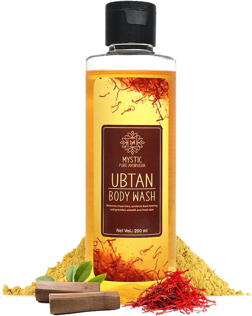 Mystic Pure Ayurveda Ubtan Body Wash For De-Tan Smooth & Glowing Skin With Turmeric, Saffron, Rose, Sandalwood- 200ml