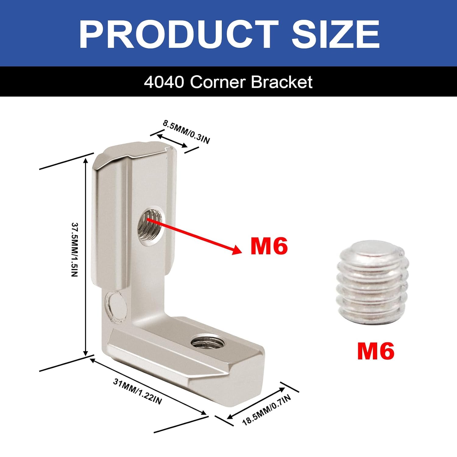 26Pcs 4040 Inside Joint Corner Brackets Set Silver with Screws, 4040 Inside Corner Angle Connector for 4040 Series Aluminum Extrusion Hardware Accessories