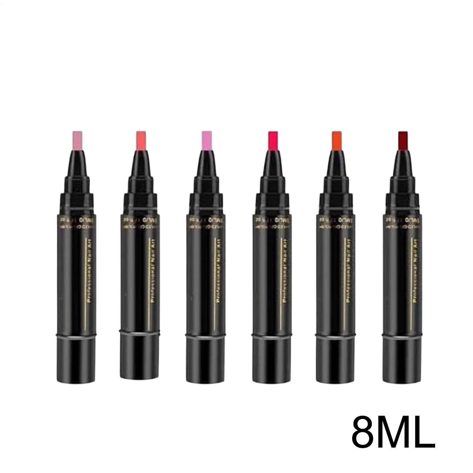 Bolígrafos De Esmalte De Uñas Para Mujeres, Bolígrafos Esmalte Uñas Gel, Kit Des Pintura Esmaltes Secado Rápido 6 Colores, Para Un Acabado Des Manicura Profesional