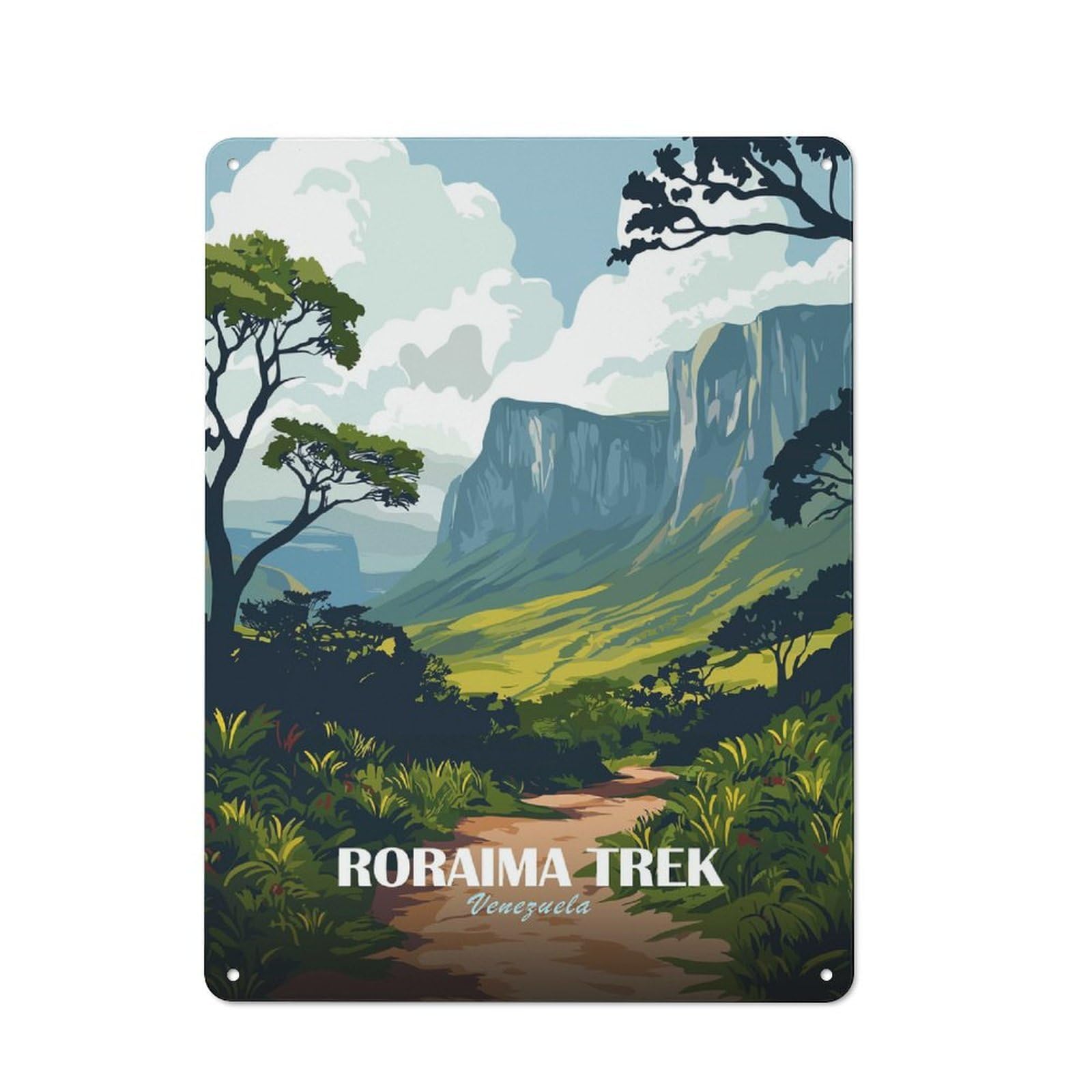 Junmoney Style-10 Tin Wall Plaque 40X30cm With Roraima Trek Venezuela Travel For Home Office Or Studio, New Home Wall Decor For Home Office Decor Fans