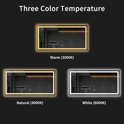 Miniatura 5 de LOAAO Espejo de baño LED de 20 x 28 pulgadas con luces antivaho regulable retroiluminado  iluminado frontal espejo de tocador de baño iluminado para