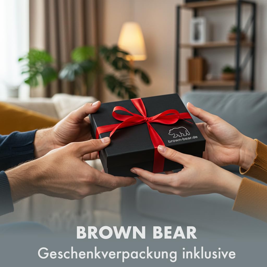 BROWN BEAR Geldbörse Leder Braun mit Reißverschluss & Münzfach - BB Pia HBR | Echtleder Whiskey Vintage Portemonnaie Unisex für Damen und Herren Geldbeutel RFID-Schutz viele Fächer kompakt