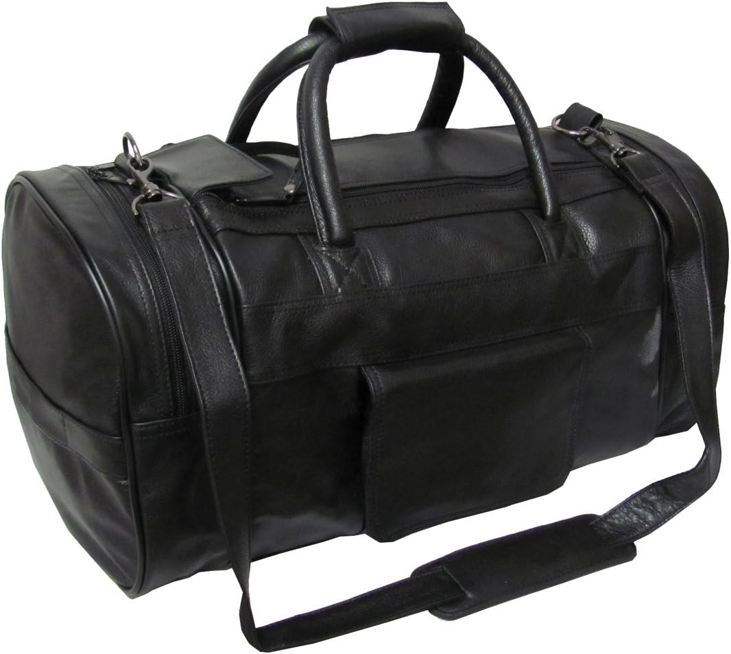 Amerileather Leather Dual-zippered Duffel - Black (#3704-0)