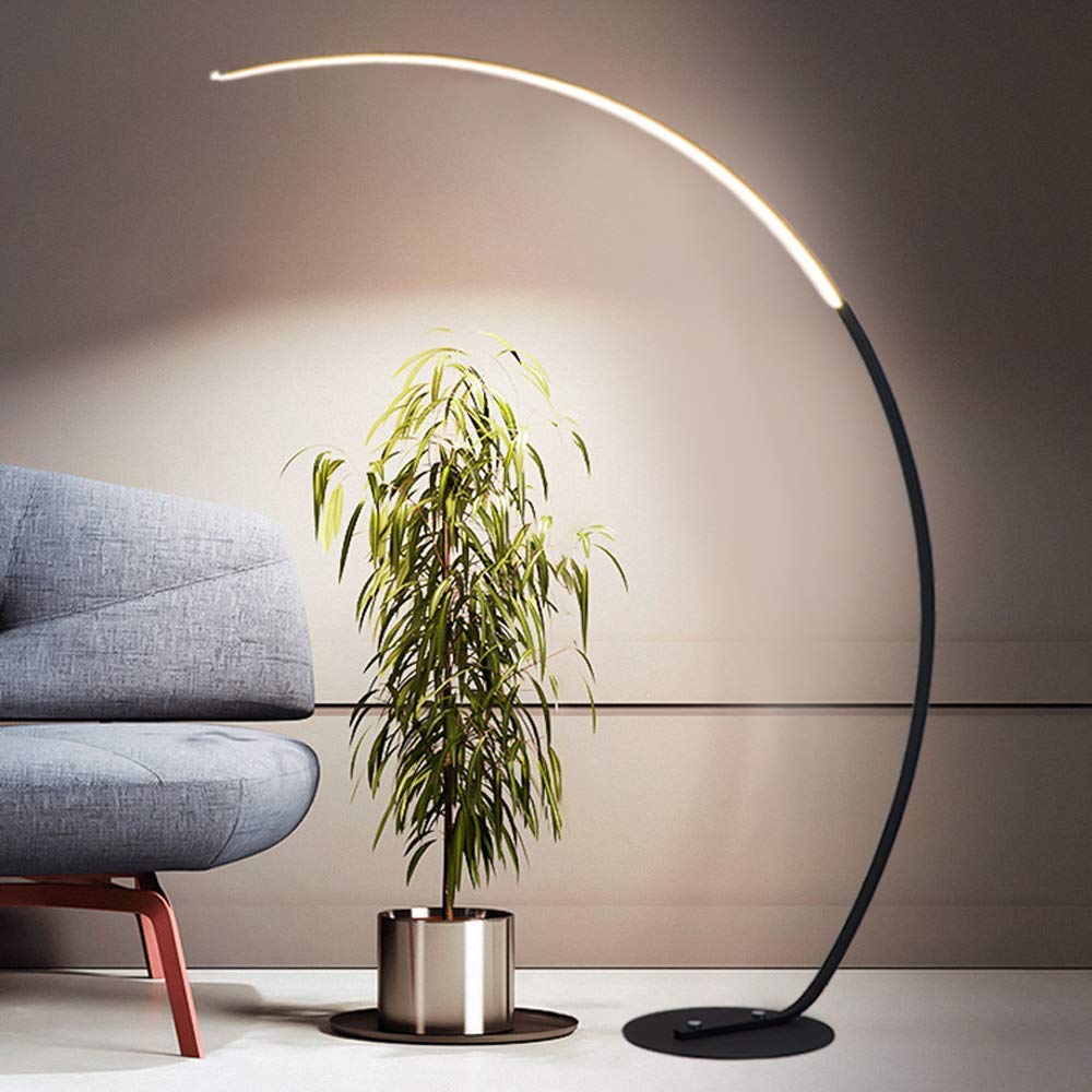 Modern Metal LED Arc Floor Lamp with 3 Color Temperatures, Acrylic Shade, Foot Switch, Iron Base